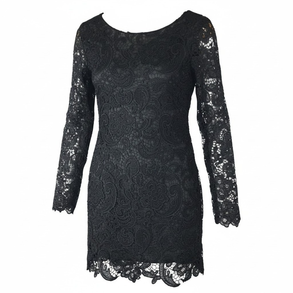 Black Lace Mini Dress Women Large Cocktail Party Gothic Whimsigoth Dark Romantic